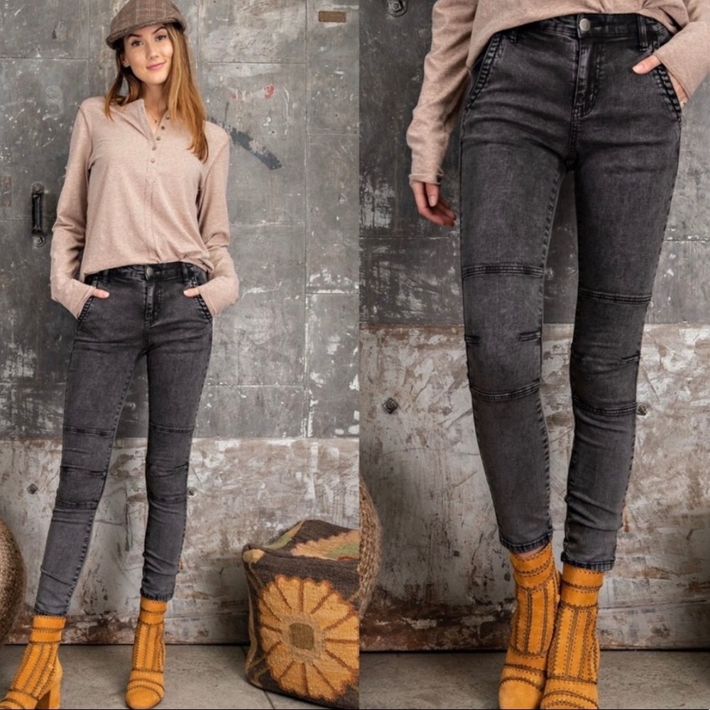 New! Sale 🔥 Washed Faded Black Moto Skinny Pants Jeans